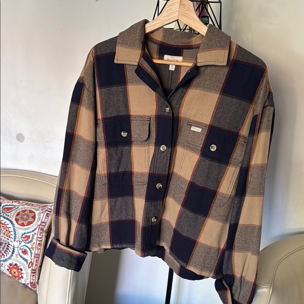 Brixton Beige and Blue Checkered Shirt